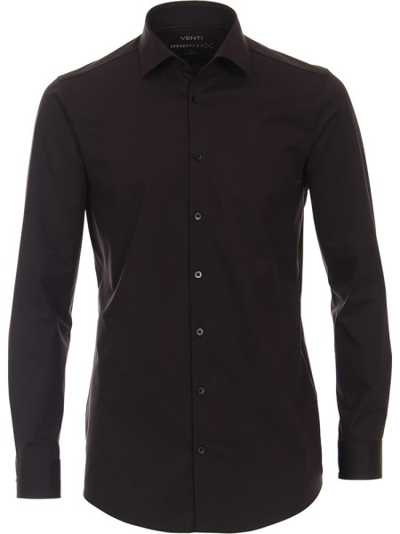 Chemise Venti BODY FIT JERSEY noir avec col Kent en coupe étroite
