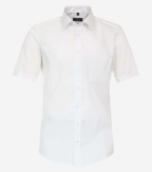 Chemise Redmond MODERN FIT UNI POPELINE blanc avec col Kent en coupe moderne