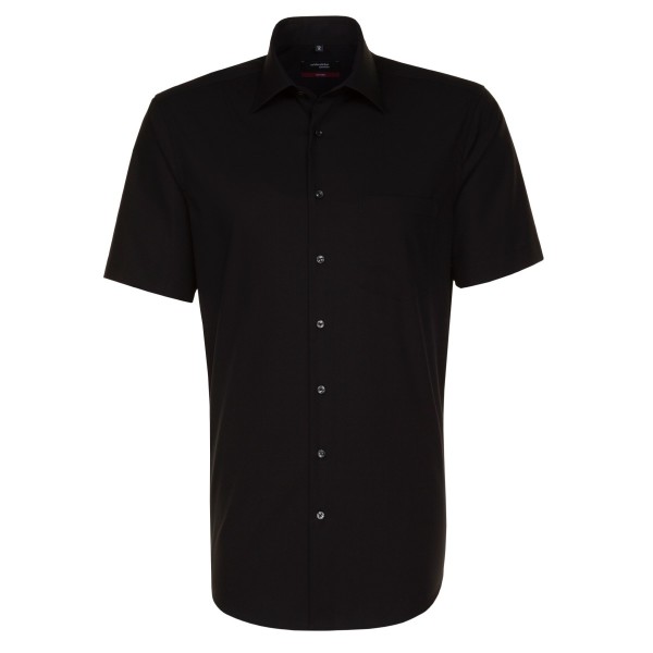 Seidensticker REGULAR shirt UNI POPELINE black with Business Kent collar in modern cut