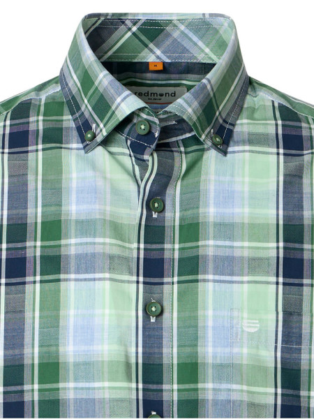REDMOND Comfort Fit Hemd Grün Button-Down Hyperflex Dobby - Ansicht 1