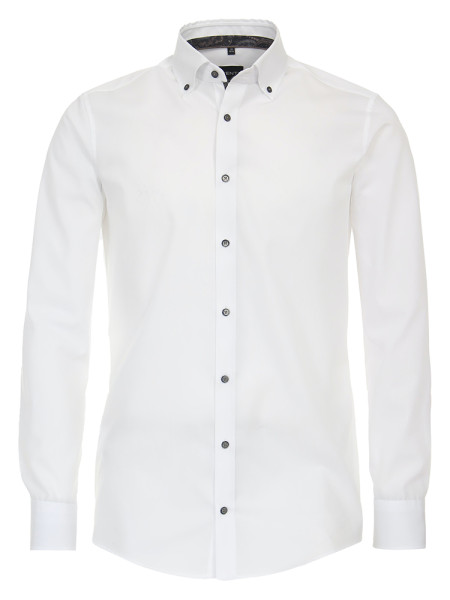 Venti overhemd MODERN FIT UNI POPELINE wit met Button Down-kraag in moderne snit