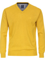 Redmond Pullover REGULAR FIT MELANGE gelb mit V-Ausschnitt Kragen in klassischer Schnittform