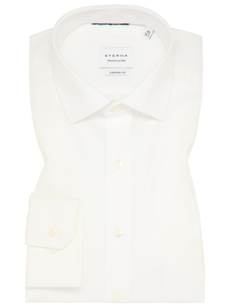 Eterna Hemd COMFORT FIT TWILL beige mit Kent Kragen in klassischer Schnittform