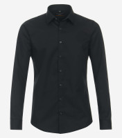 Redmond shirt SLIM FIT TWILL black with Kent collar in narrow cut