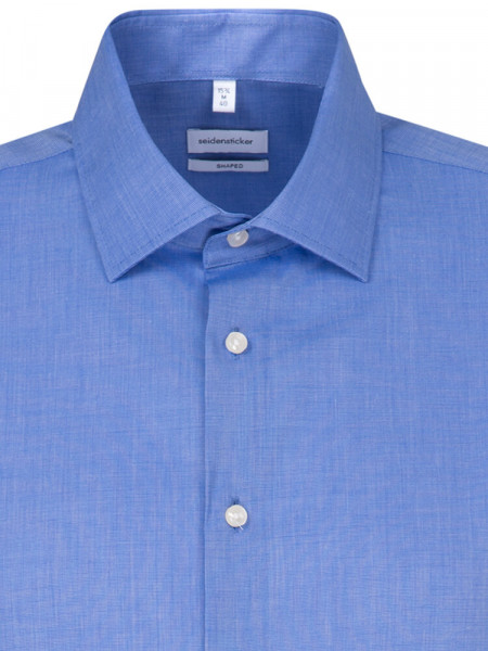 SEIDENSTICKER Tailored Fit Hemd Mittelblau Business Kent Fil à Fil - Ansicht 2