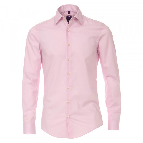 Redmond SLIM FIT Hemd UNI STRETCH rosa mit Kent Kragen in schmaler Schnittform