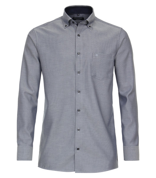 Chemise CASAMODA COMFORT FIT STRUCTURE bleu foncé avec col Button Down en coupe classique