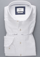 Chemise Eterna SLIM FIT TWILL blanc avec col Italien en coupe étroite