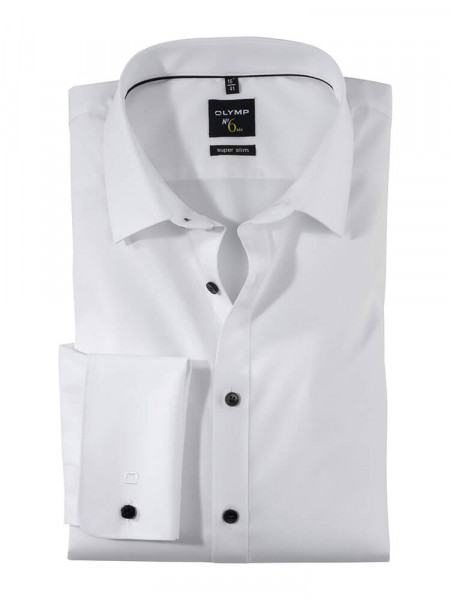 Chemise OLYMP SUPER SLIM UNI STRETCH blanc avec col Urban Kent en coupe super étroite