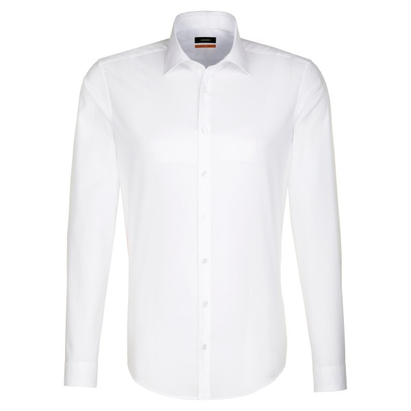 Seidensticker SLIM FIT shirt UNI POPELINE white with Business Kent collar in narrow cut