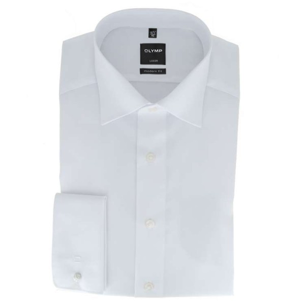 OLYMP Luxor modern fit shirt UNI POPELINE white with New Kent collar in modern cut