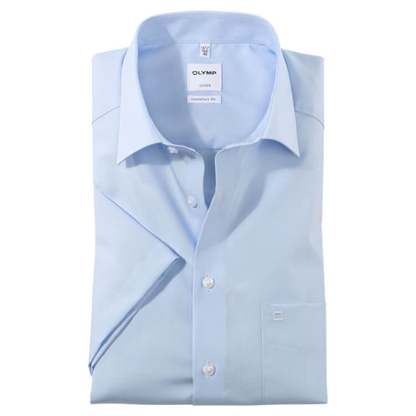 OLYMP Luxor comfort fit shirt UNI POPELINE light blue with New Kent collar in classic cut