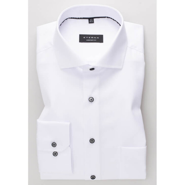 Eterna shirt COMFORT FIT TWILL white with Shark collar in classic cut