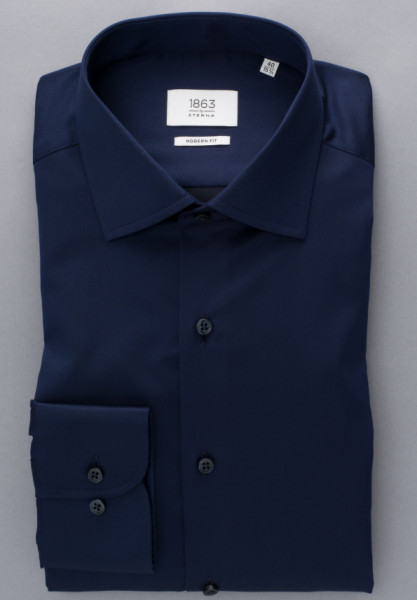 Eterna shirt MODERN FIT TWILL dark blue with Classic Kent collar in modern cut