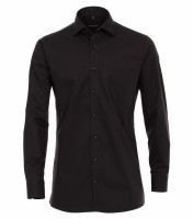 Chemise CASAMODA MODERN FIT UNI POPELINE noir avec col Kent en coupe moderne