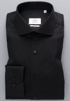 Chemise Eterna SLIM FIT TWILL noir avec col Italien en coupe étroite