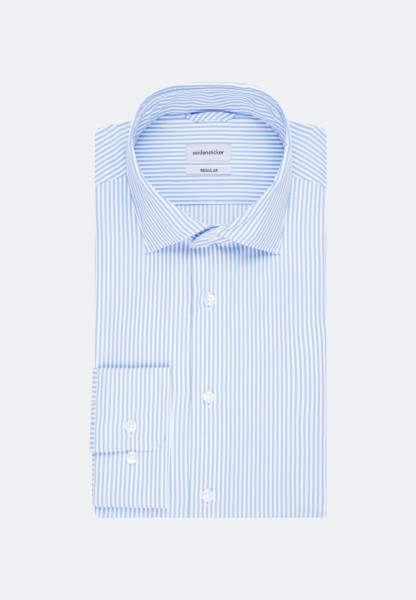 Seidensticker overhemd SLIM FIT UNI STRETCH lichtblauw met Kent-kraag in smalle snit