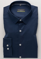 Eterna Hemd SUPER SLIM UNI STRETCH dunkelblau mit Mini Kent Kragen in super schmaler Schnittform