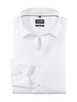 Olymp overhemd MODERN FIT FAUX UNI wit met Global Kent-kraag in moderne snit