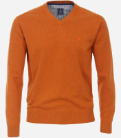 Redmond sweater REGULAR FIT KNITTED orange with V-neck collar in classic cut