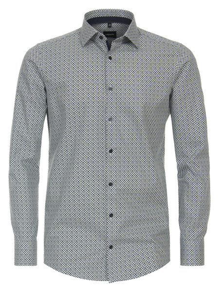 Chemise Venti MODERN FIT PRINT vert avec col Kent en coupe moderne