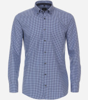 Chemise Venti MODERN FIT UNI POPELINE bleu moyen avec col Button Down en coupe moderne