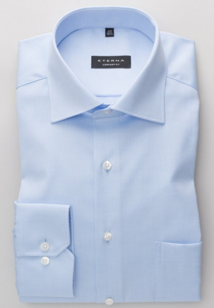 Eterna shirt COMFORT FIT TWILL light blue with Classic Kent collar in classic cut