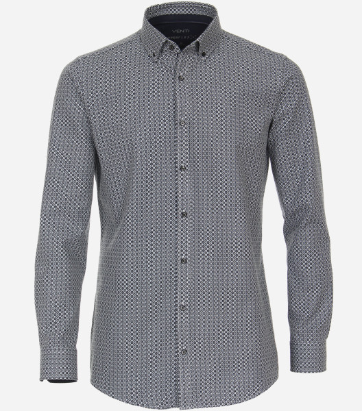 Venti shirt BODY FIT HYPERFLEX dark blue with Button Down collar in narrow cut