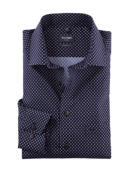 Olymp Hemd MODERN FIT PRINT dunkelblau mit Global Kent Kragen in moderner Schnittform