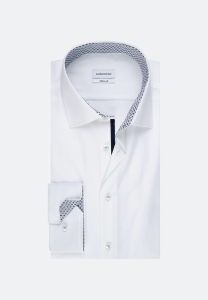 Seidensticker shirt REGULAR FIT UNI POPELINE white with Business Kent collar in classic cut