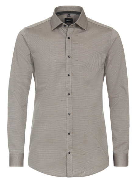 Venti shirt BODY FIT STRUCTURE beige with Kent collar in modern cut