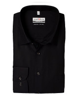 Marvelis COMFORT FIT shirt UNI POPELINE black with New Kent collar in classic cut