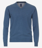 Redmond Jumper REGULAR FIT BREI middelblauw met V-hals-kraag in klassieke snit