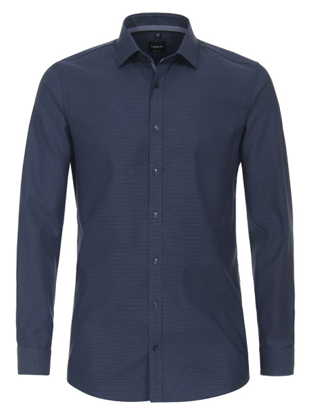Venti shirt BODY FIT STRUCTURE dark blue with Kent collar in modern cut