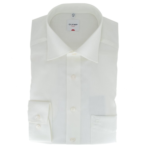 Chemise OLYMP Luxor comfort fit UNI POPELINE beige avec col Nouveau Kent en coupe classique