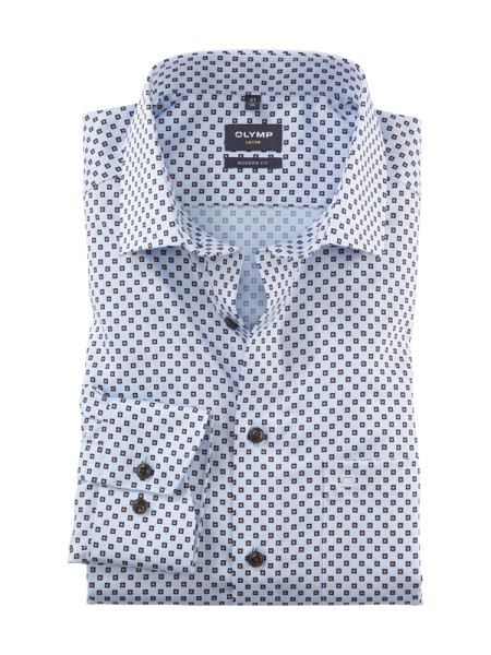 Olymp Hemd MODERN FIT PRINT hellblau mit Global Kent Kragen in moderner Schnittform