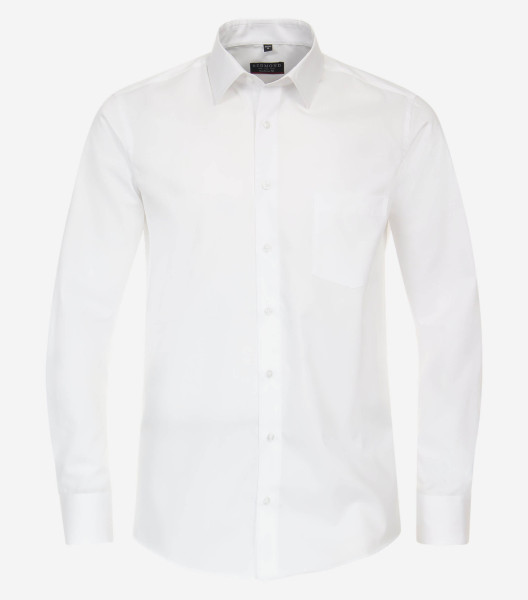 Chemise Redmond MODERN FIT UNI POPELINE blanc avec col Kent en coupe moderne