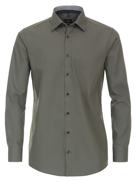 Venti shirt MODERN FIT UNI POPELINE green with Kent collar in modern cut