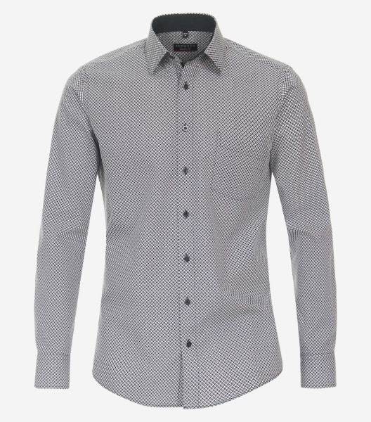 Chemise Redmond MODERN FIT PRINT noir avec col Kent en coupe moderne