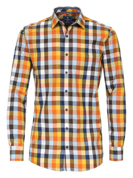 Redmond overhemd REGULAR FIT TWILL geel met Button Down-kraag in klassieke snit