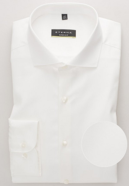 Eterna shirt SUPER SLIM TWILL beige with Shark collar in super slim cut