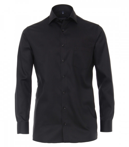 CasaModa shirt COMFORT FIT TWILL black with Kent collar in classic cut