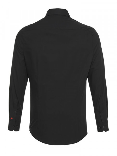 PURE Slim Fit Hemd Schwarz Kent Popeline