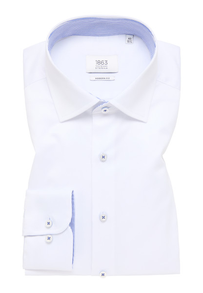 Chemise Eterna MODERN FIT TWILL blanc avec col Classic Kent en coupe moderne