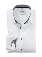 Olymp Hemd BODY FIT TWILL weiss mit Modern Kent Kragen in schmaler Schnittform