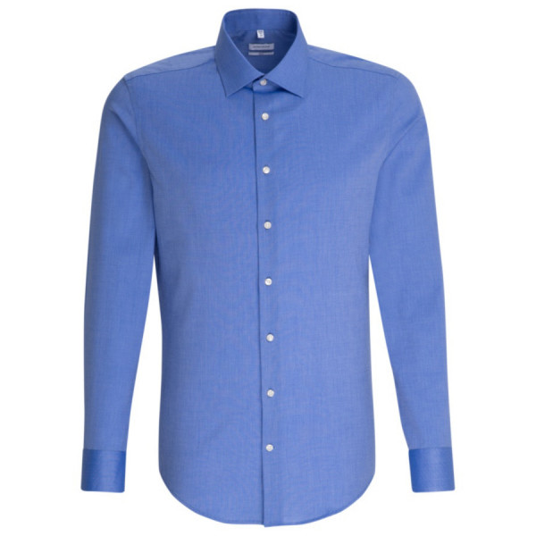 Seidensticker SLIM FIT shirt FIL À FIL medium blue with Business Kent collar in narrow cut