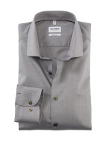 Olymp Hemd BODY FIT TWILL braun mit Modern Kent Kragen in schmaler Schnittform