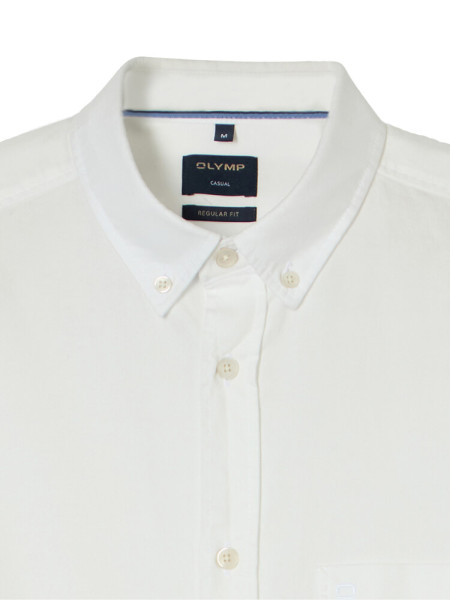 OLYMP Regular Fit Hemd Weiß Button-Down Fein Oxford