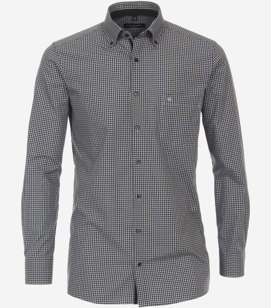 CasaModa shirt COMFORT FIT UNI POPELINE black with Button Down collar in classic cut