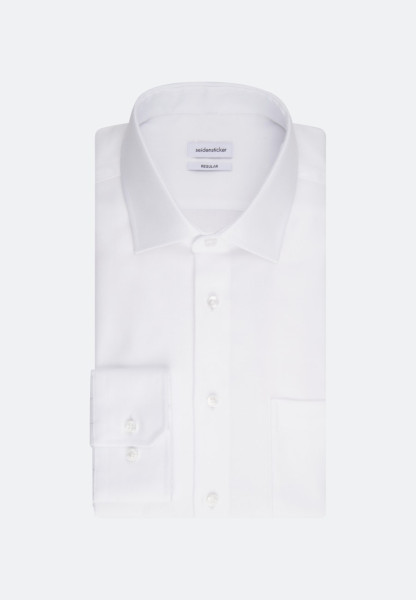 Seidensticker overhemd REGULAR FIT TWILL wit met Business Kent-kraag in klassieke snit